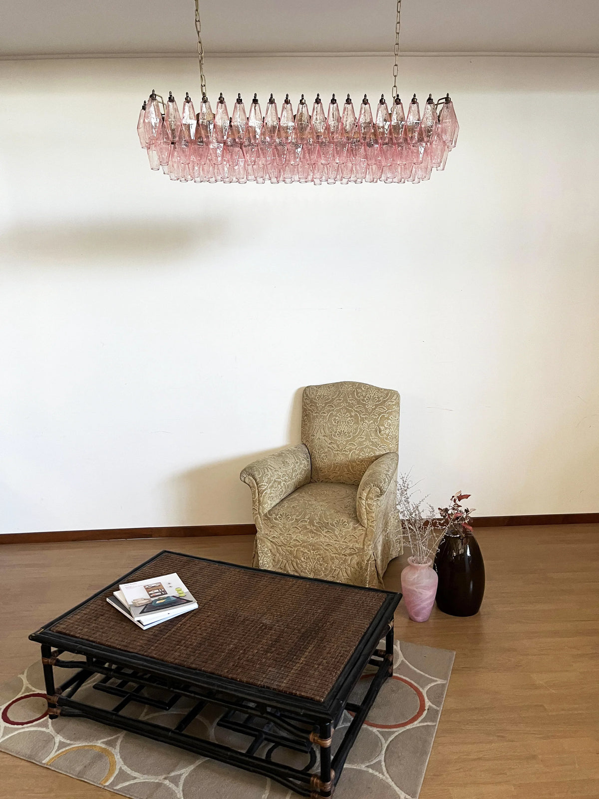 Elegant Pink Murano Poliedri Chandelier