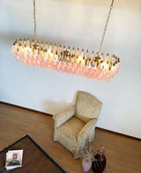 Elegant Pink Murano Poliedri Chandelier