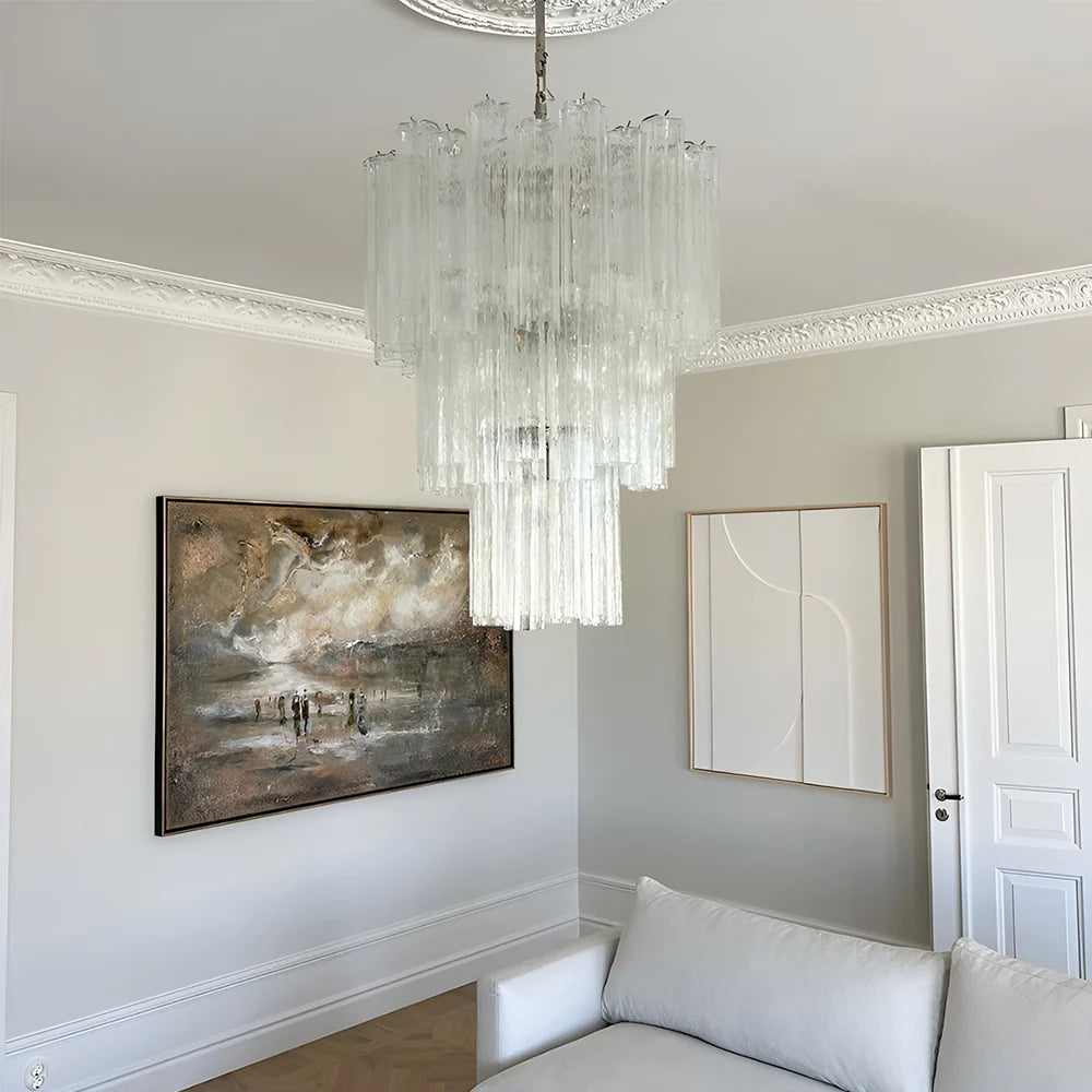 Elegant Transparent Murano Glass Tube Chandelier Secondary image