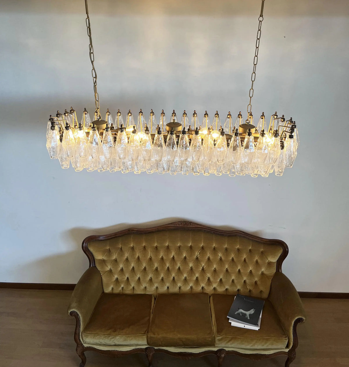 Elegant Transparent Murano Poliedri Chandelier