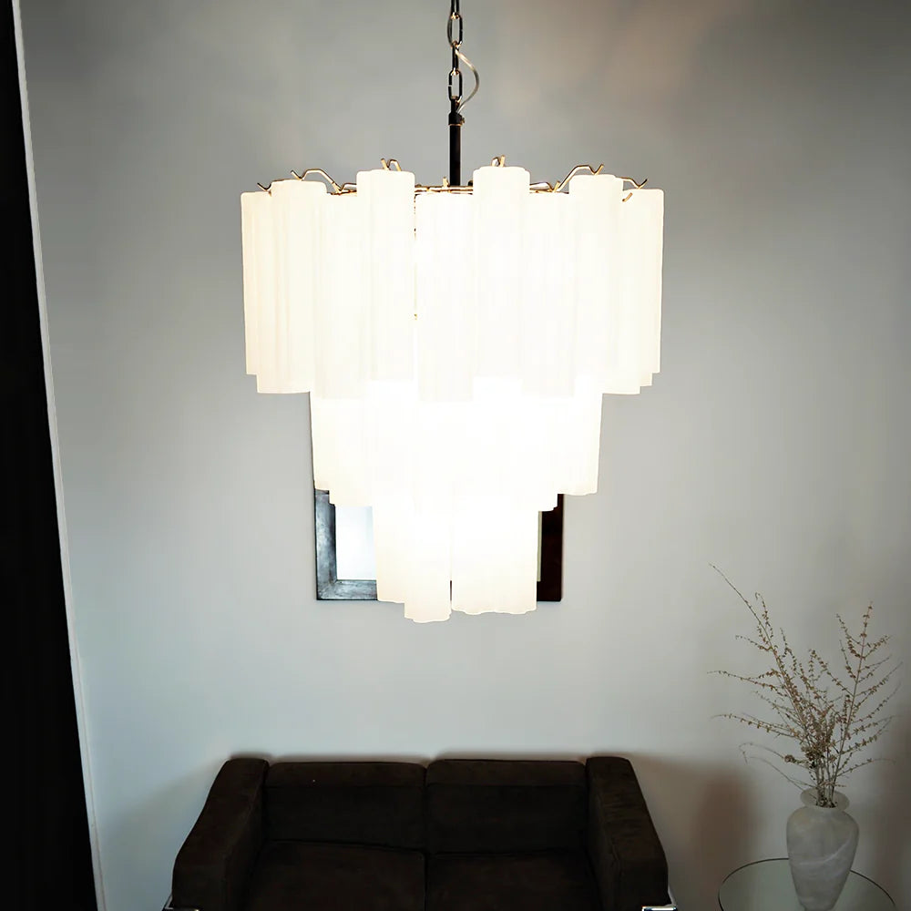Elegant White Murano Glass Tube Chandelier Secondary image