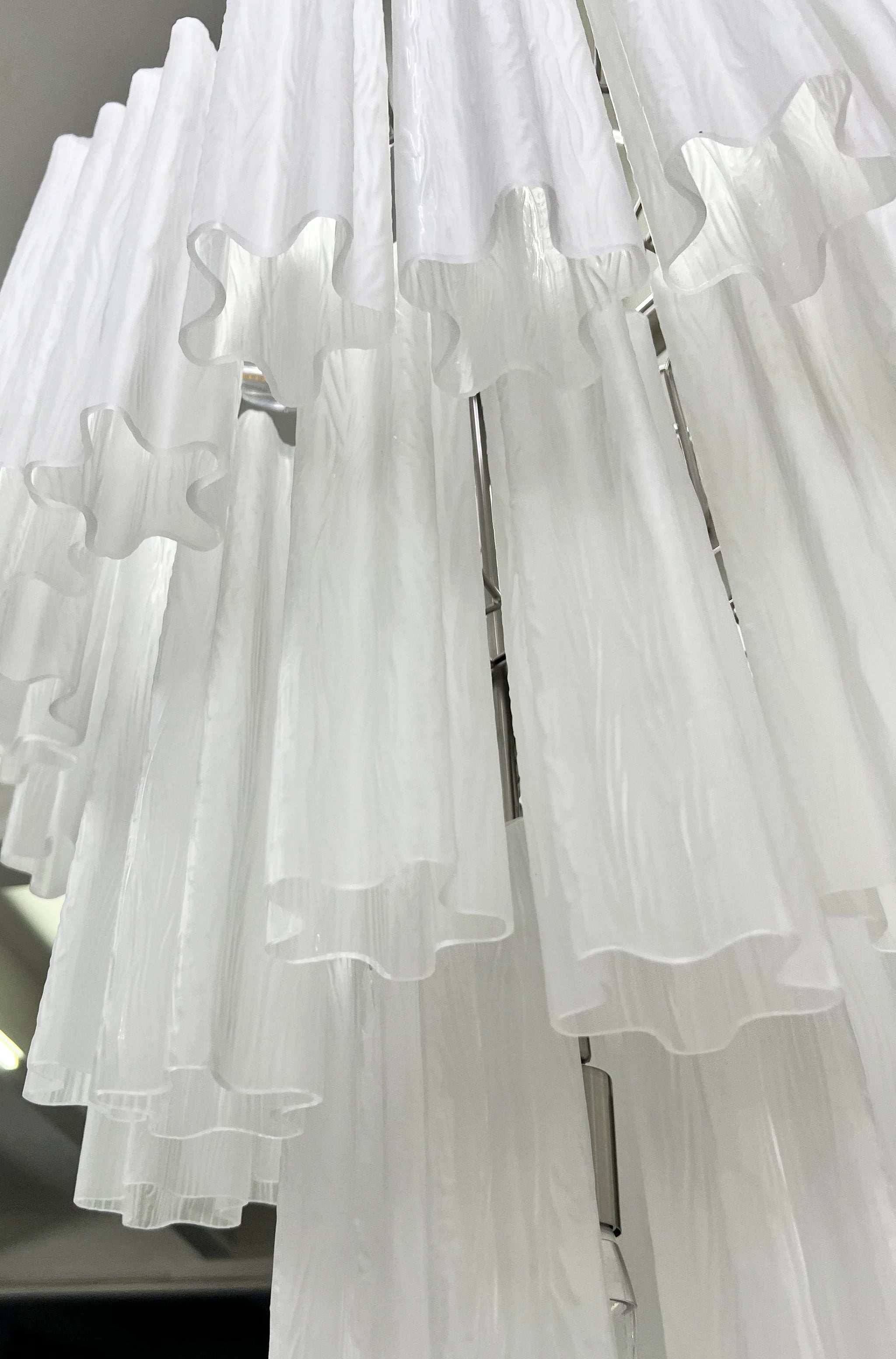 Elegant White Murano Glass Tube Chandelier