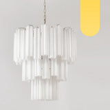 Elegant White Murano Glass Tube Chandelier