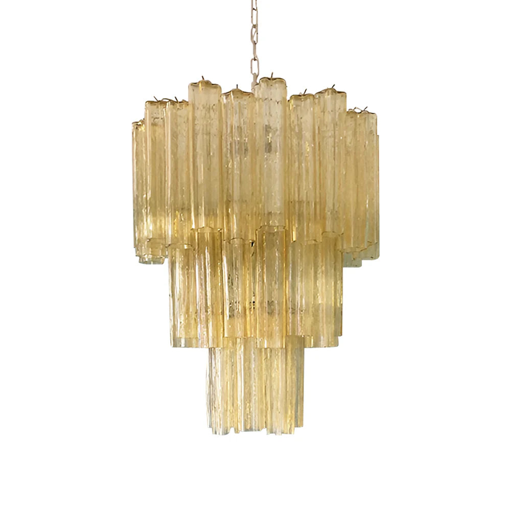 Elegant Yellow Murano Glass Tube Chandelier