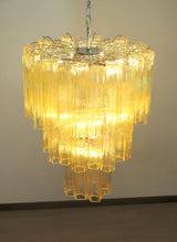 Elegant Yellow Murano Glass Tube Chandelier