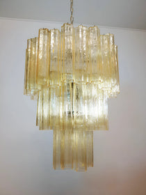 Elegant Yellow Murano Glass Tube Chandelier