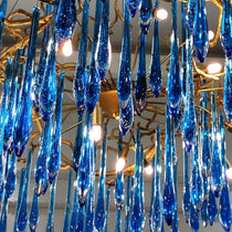 Artistic Branch Chandelier with Blue Glaze Drops for Dining Room