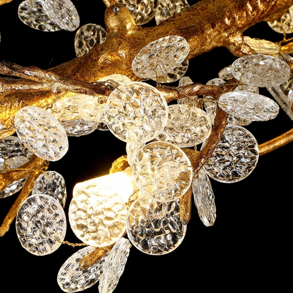 Crystal Leaf Elegant Brass Branch Chandelier