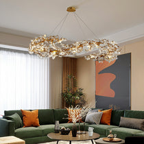Crystal Leaf Elegant Brass Branch Chandelier