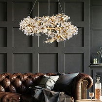 Crystal Leaf Elegant Brass Branch Chandelier