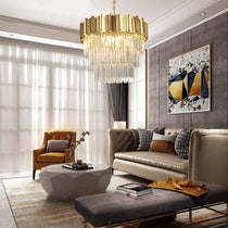 Enoch Three Tier Gold Plated Crystal Chandelier