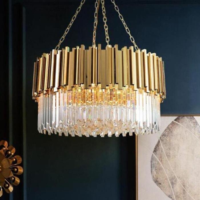 Enoch Gold Plated Round Crystal Chandelier Main image