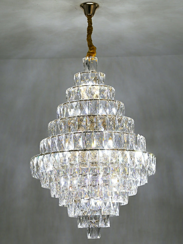 Extra Large Foyer Pure Crystal Ceiling Light Fixture Living Room Entrance Staircase Chandelier Secondary image