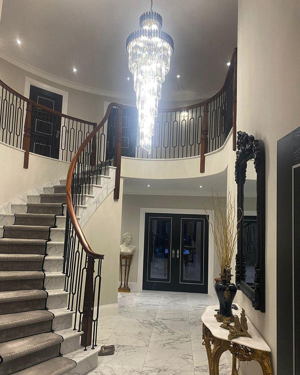 Spiral Crystal Chandelier For Foyer/ Staircase