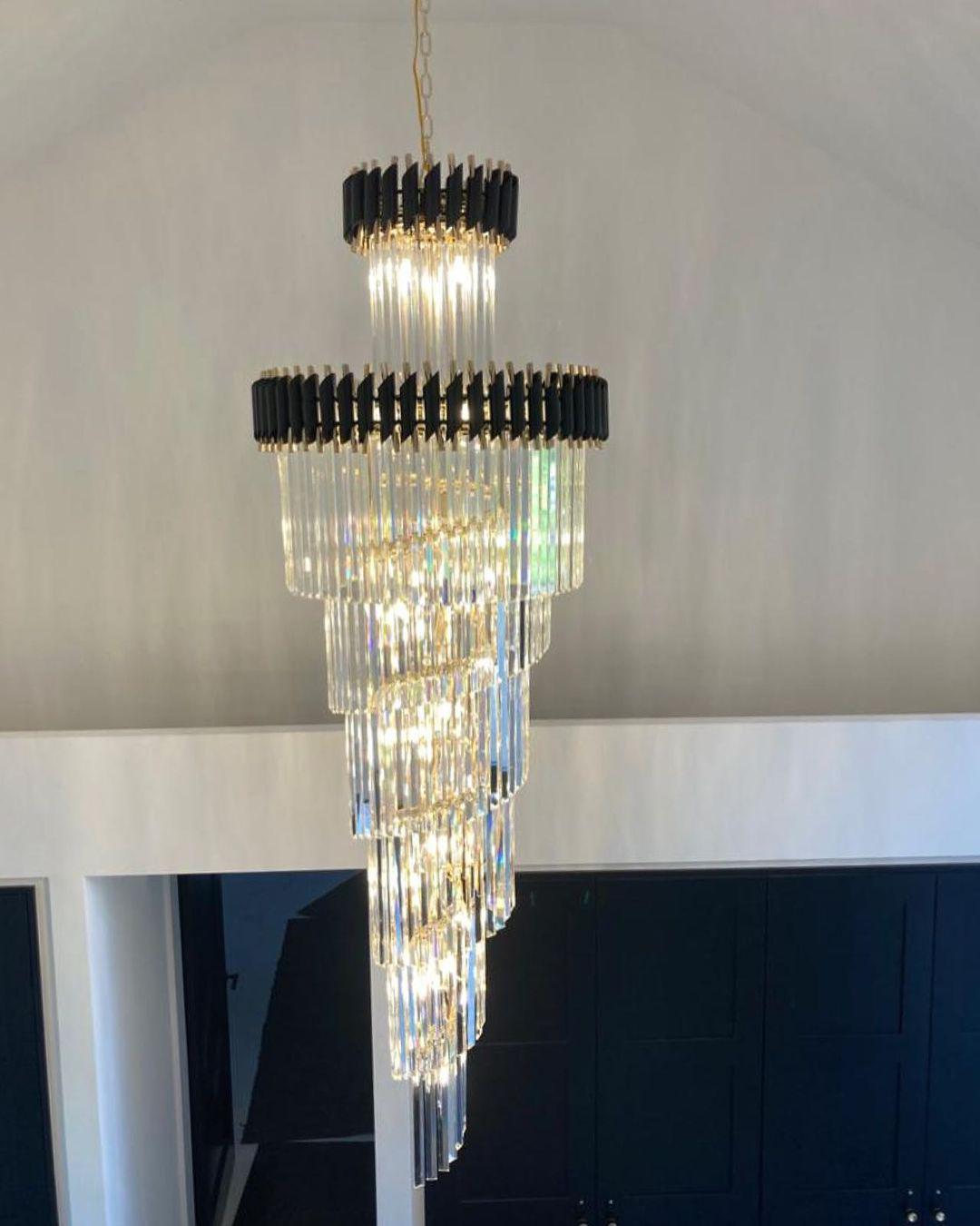 Spiral Crystal Chandelier For Foyer/ Staircase