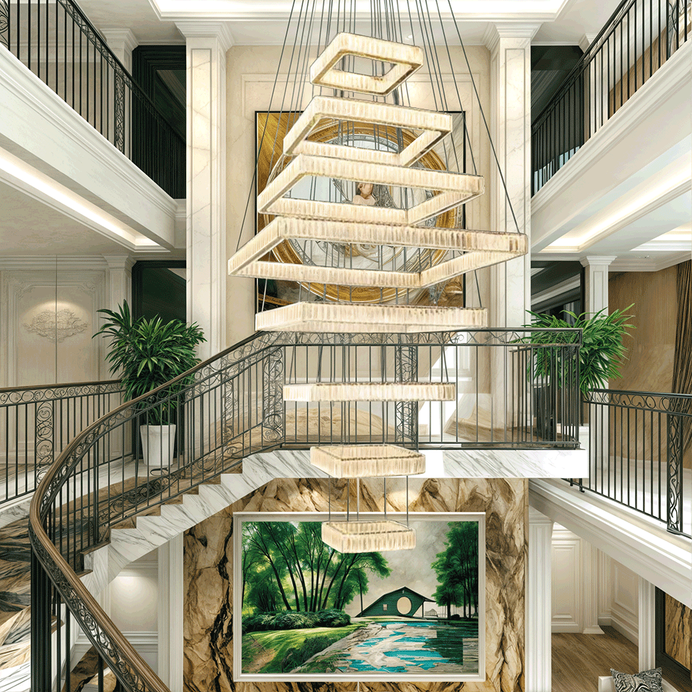 Pamela 8-Tier Square Crystal Chandelier Secondary image
