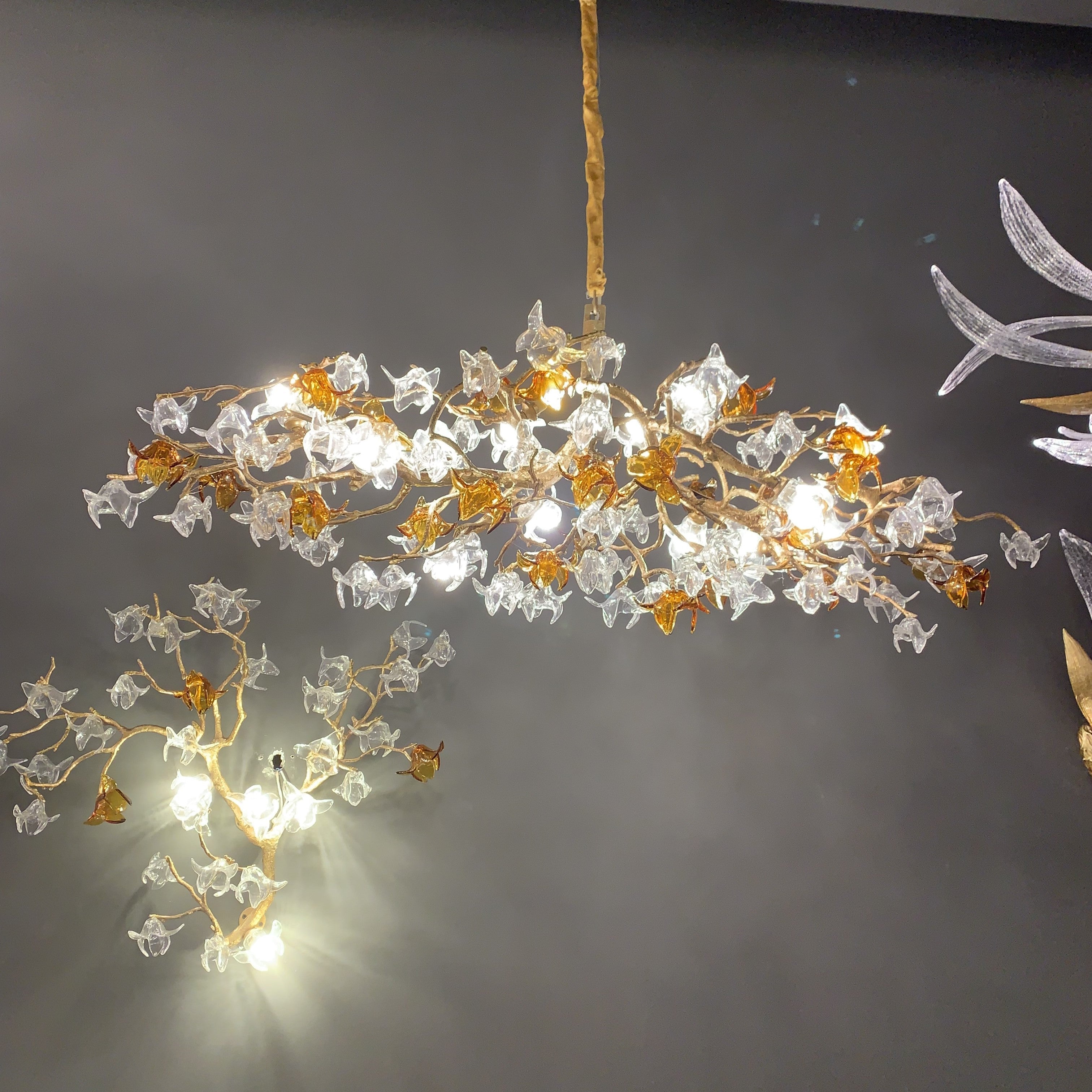 Brass Branch Artistic Flower Crystal Chandelier For Dining Room Living Room Kitchen Island Secondary image