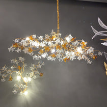 Brass Branch Artistic Flower Crystal Chandelier For Dining Room Living Room Kitchen Island