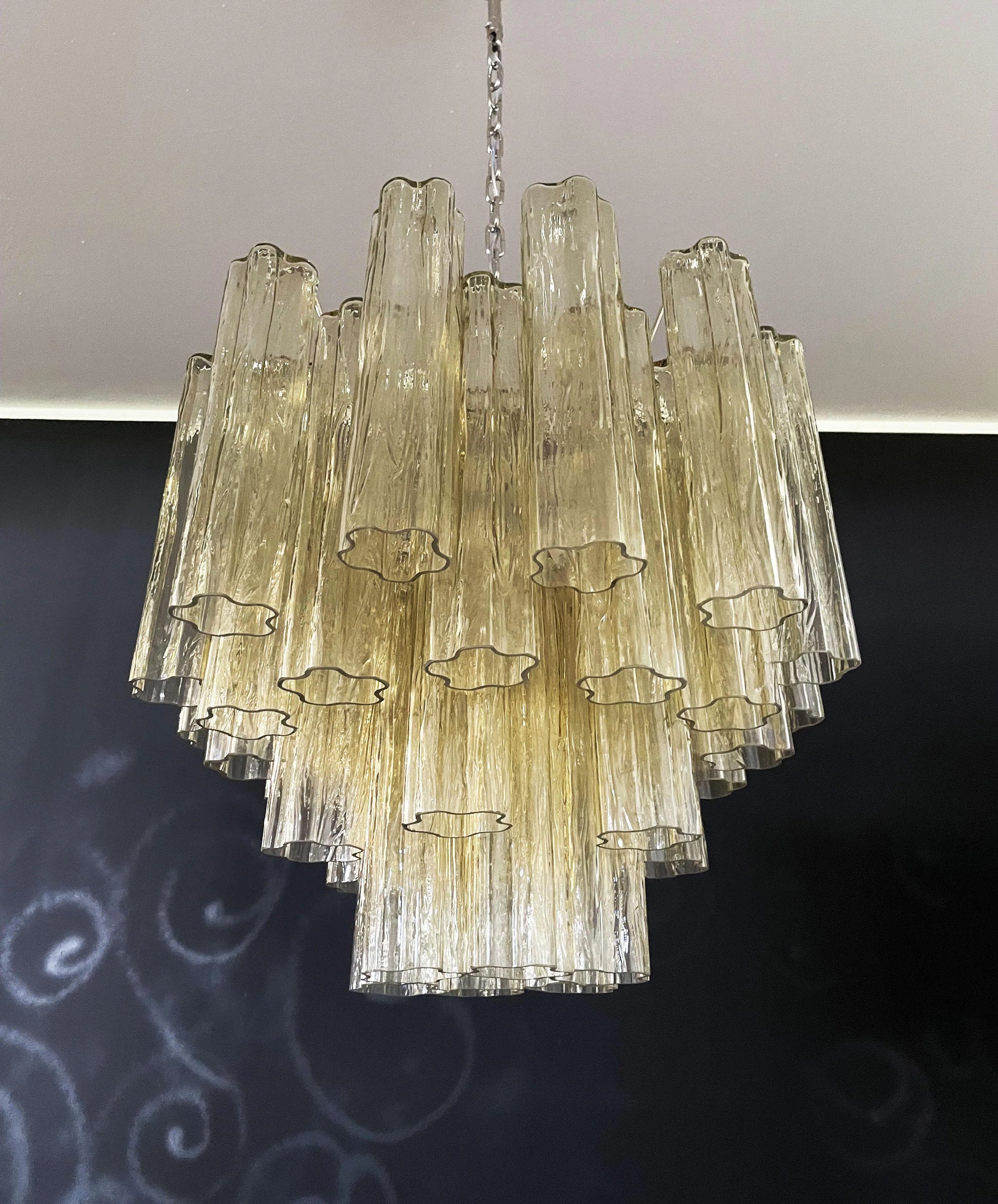 Fantastic Murano Amber Glass Tube Chandelier