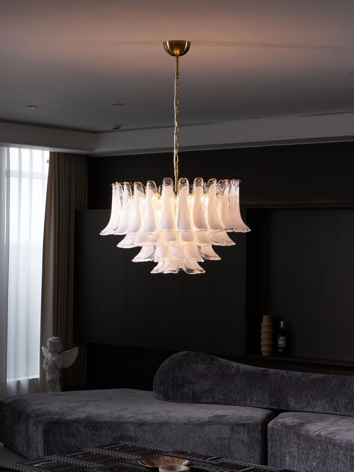 Fiora Pink Glass Chandelier