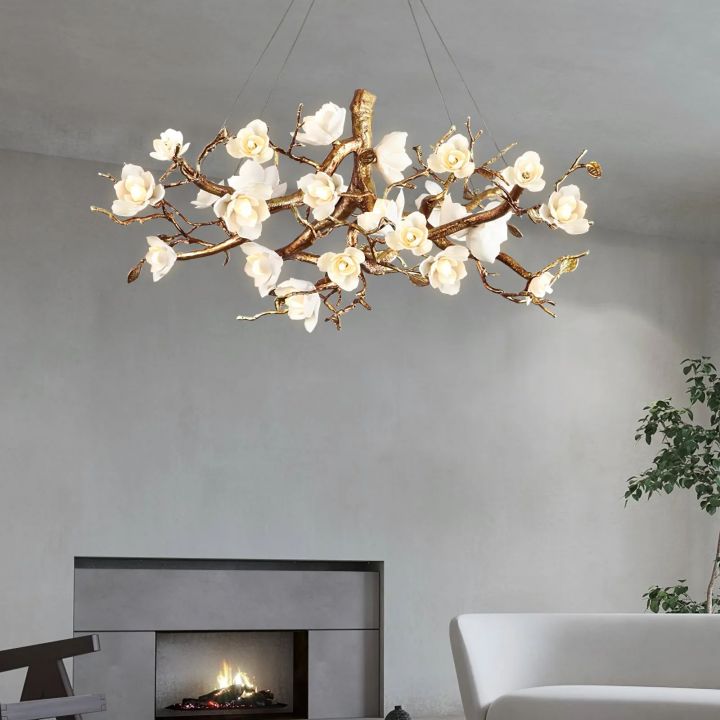 Flower Bloom Branch Brass Chandelier Secondary image