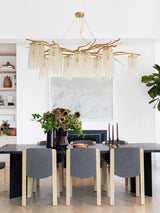 Branch and Leaf Motif Metallic Chandelier - CasaraHouse