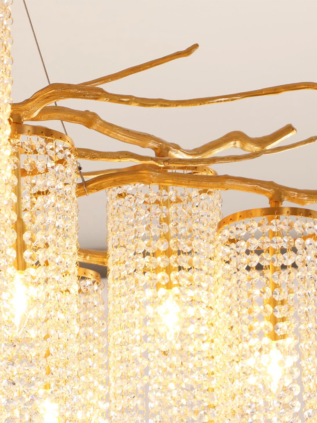 Branch and Leaf Motif Metallic Chandelier - CasaraHouse