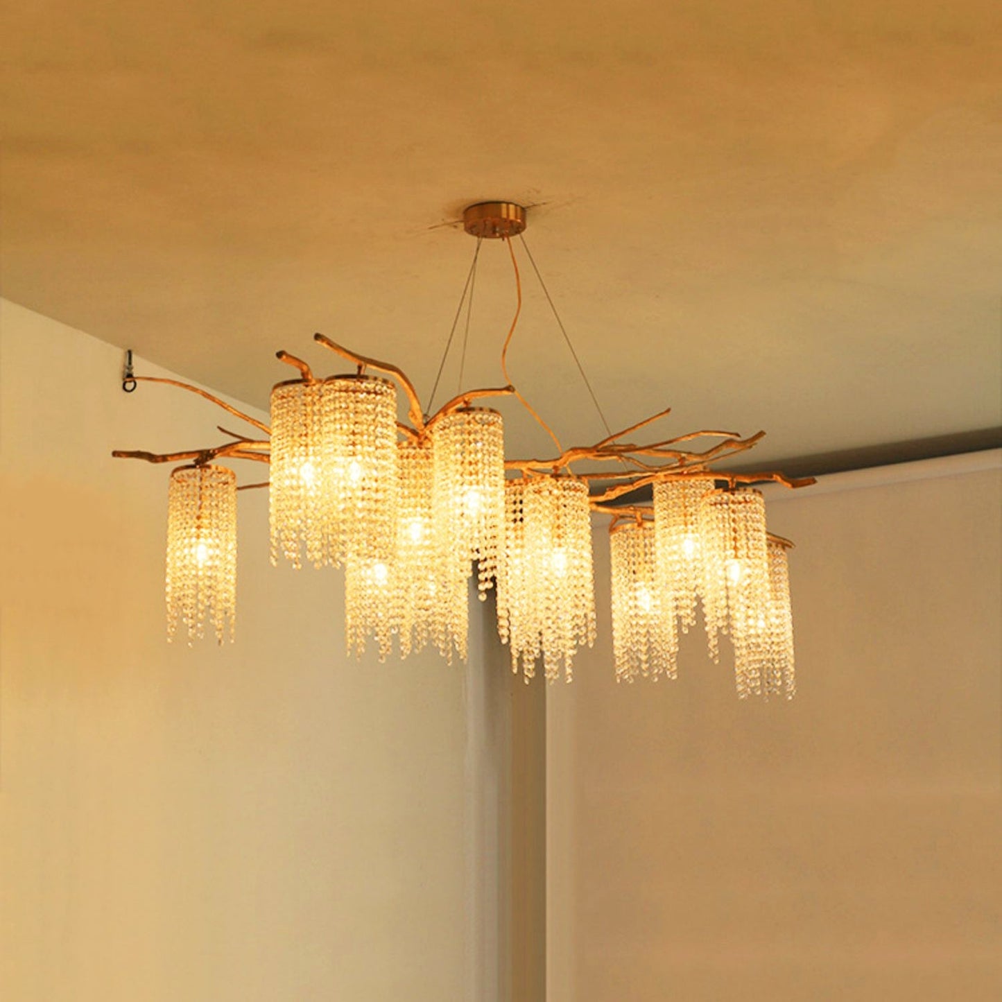 Branch and Leaf Motif Metallic Chandelier - CasaraHouse