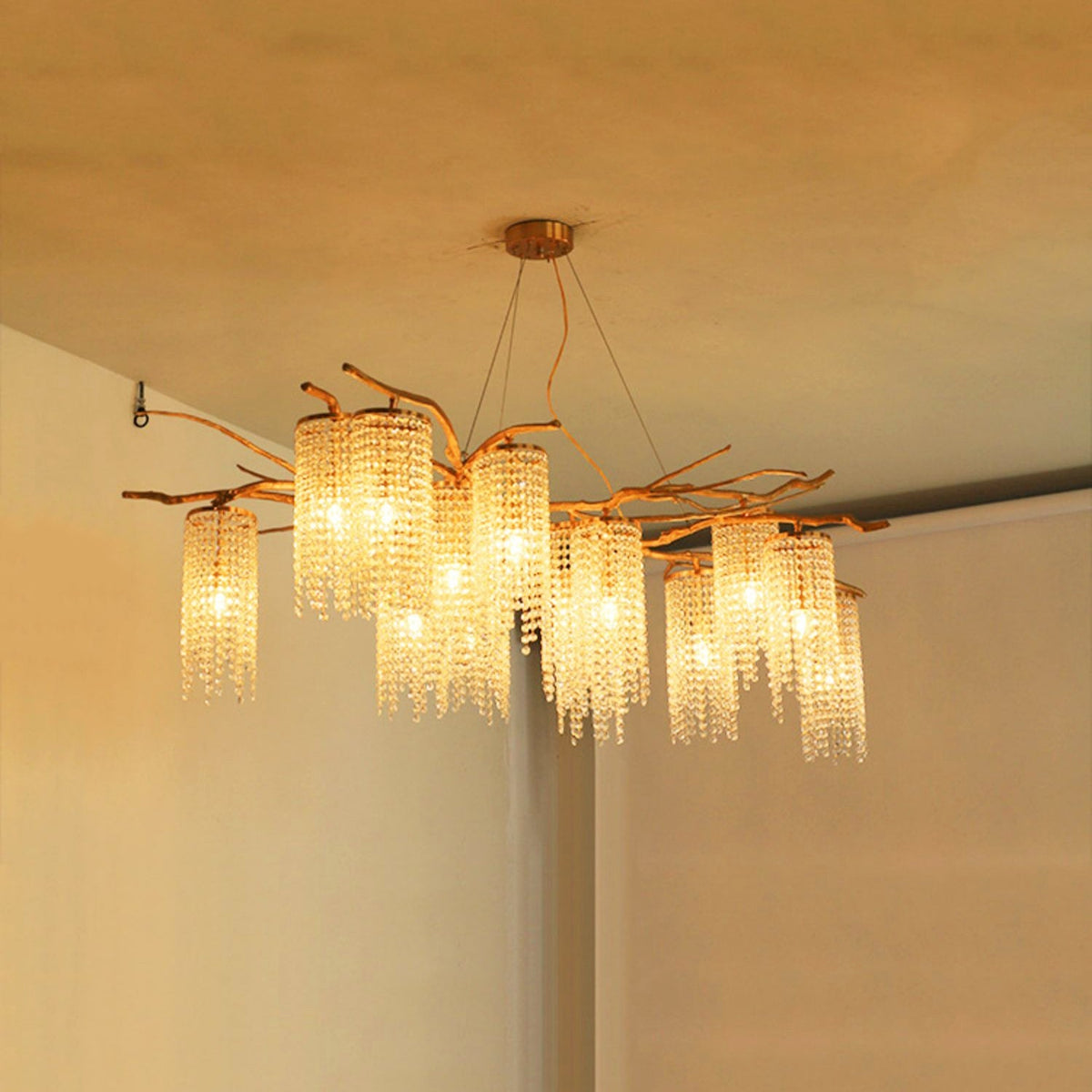 Branch and Leaf Motif Metallic Chandelier - CasaraHouse