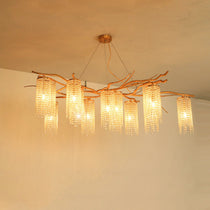 Branch and Leaf Motif Metallic Chandelier - CasaraHouse