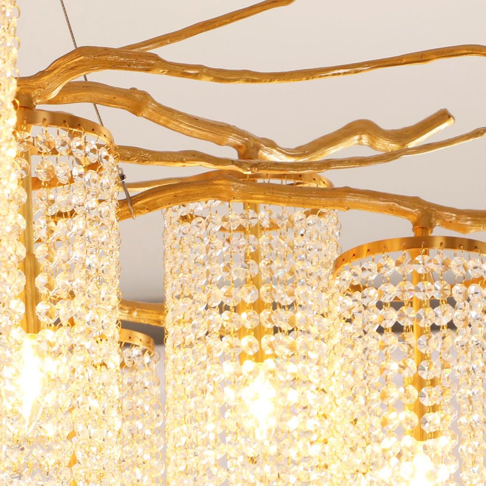Branch and Leaf Motif Metallic Chandelier - CasaraHouse