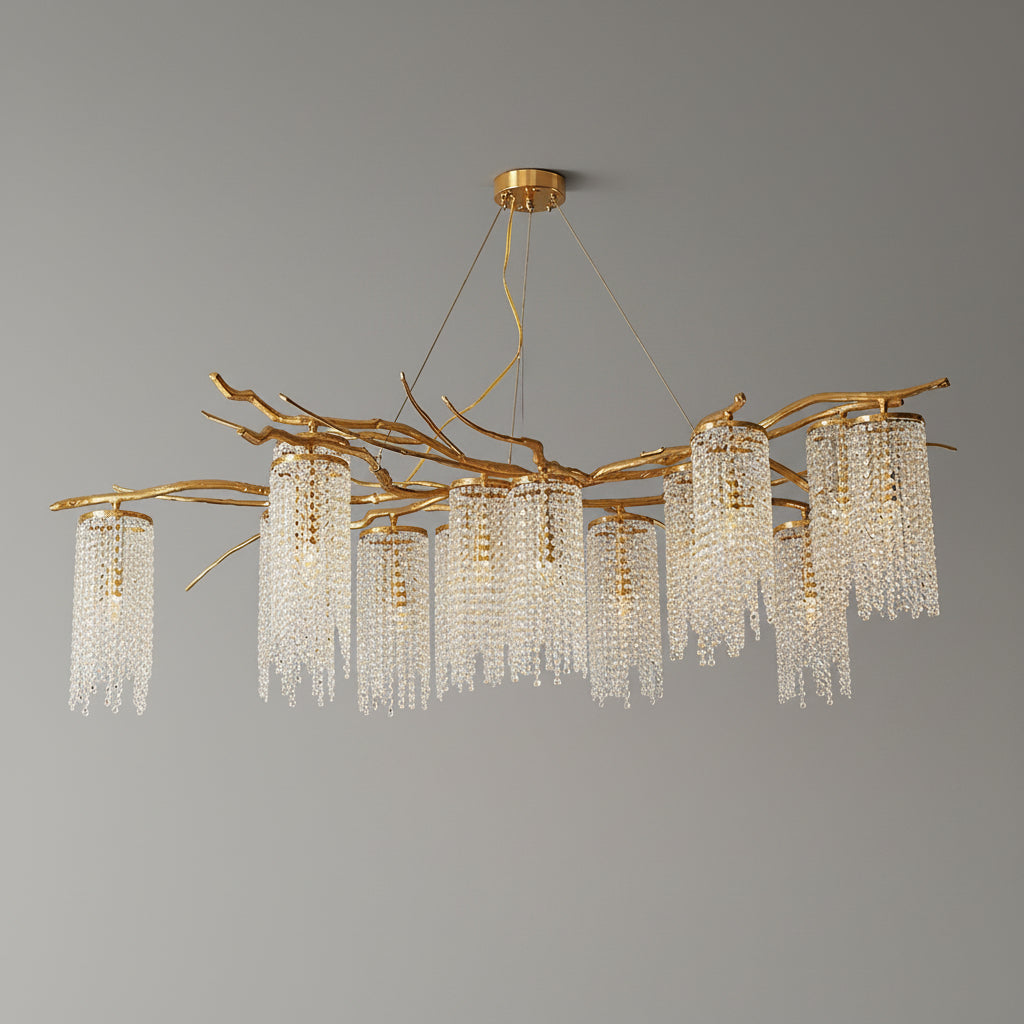 Branch and Leaf Motif Metallic Chandelier - CasaraHouse