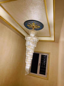 Tiered Foyer Staircase Spiral Crystal Chandelier Hotel Hall/ Entrance High Ceiling Pendant Lighting Fixture