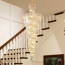 Tiered Foyer Staircase Spiral Crystal Chandelier Hotel Hall/ Entrance High Ceiling Pendant Lighting Fixture
