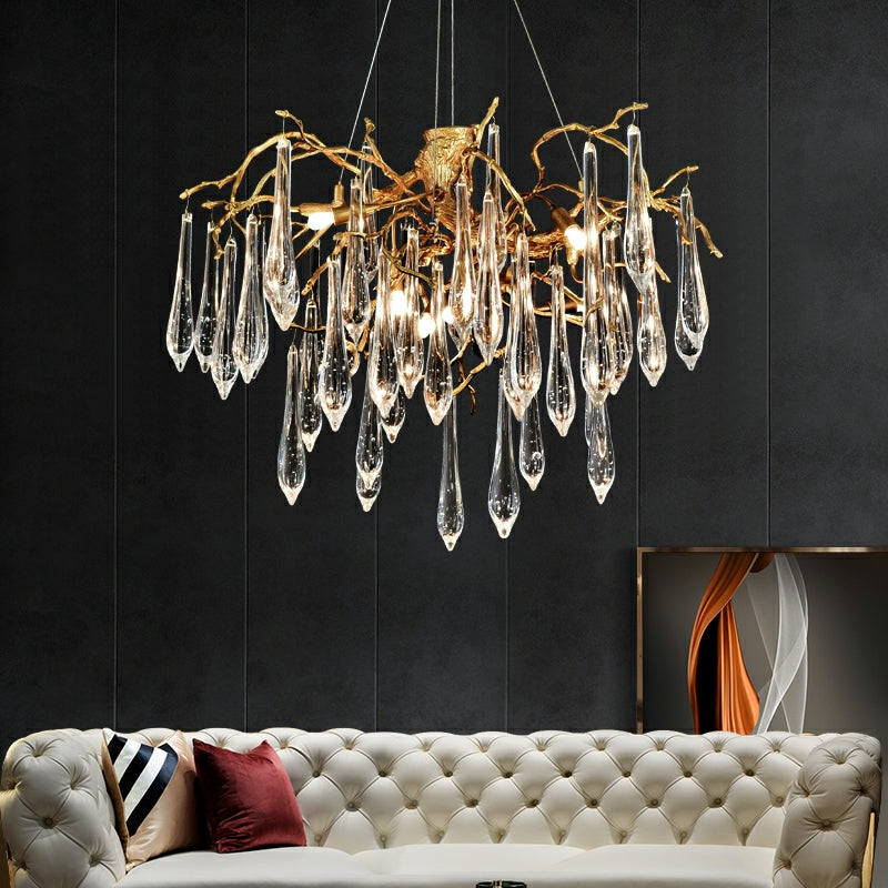 Raindrop Crystal Branches Chandelier French Style For Dining Living Room