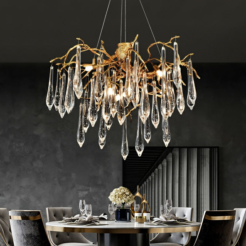 Raindrop Crystal Branches Chandelier French Style For Dining Living Room