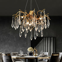 Raindrop Crystal Branches Chandelier French Style For Dining Living Room