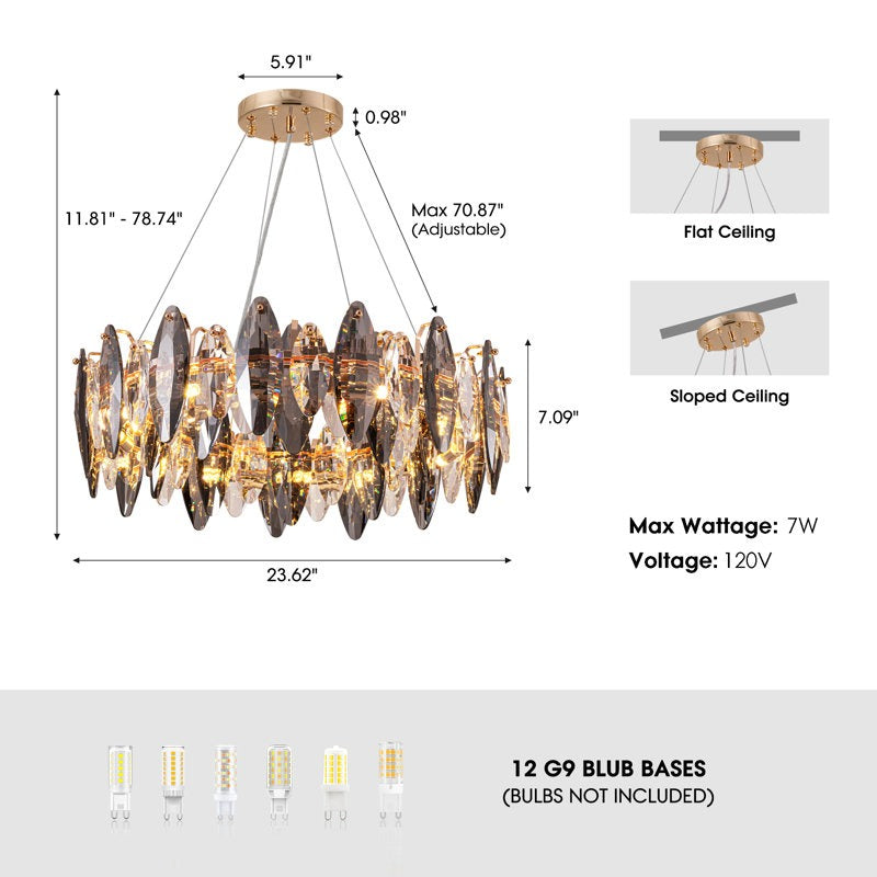 Incandescencia 23 1/4"W Brass and Crystal 8-Light Chandelier