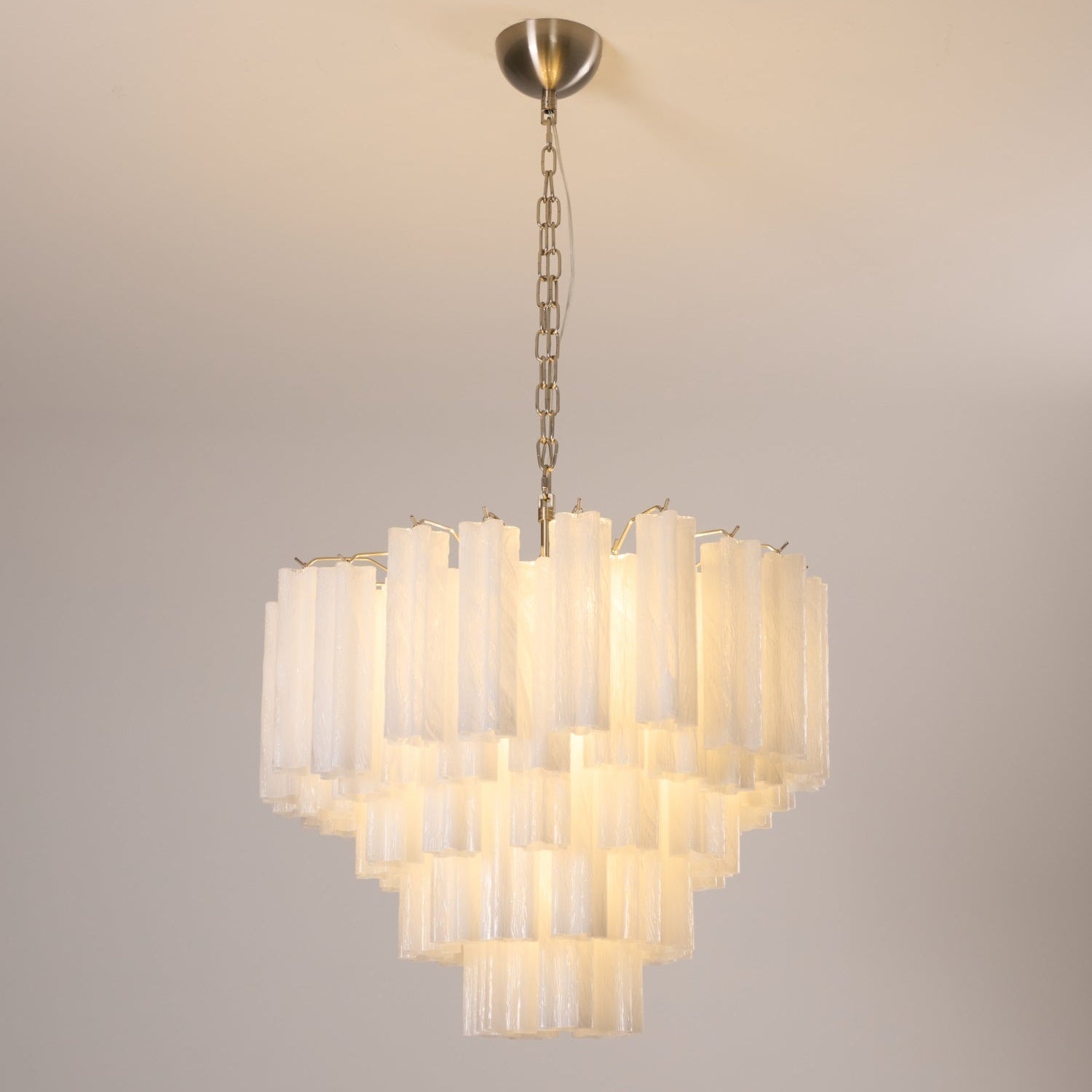 Elegant Frosted Murano Cascade Chandelier