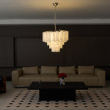 Elegant Frosted Murano Cascade Chandelier