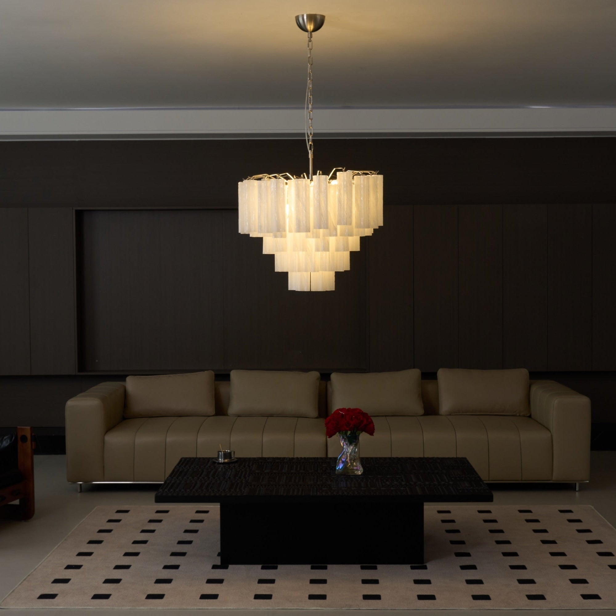 Frosted Murano Glass Cascade Chandelier