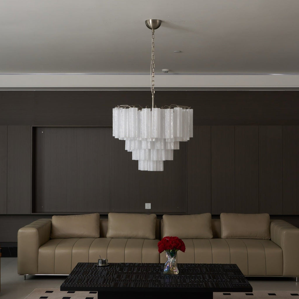 Frosted Murano Glass Cascade Chandelier