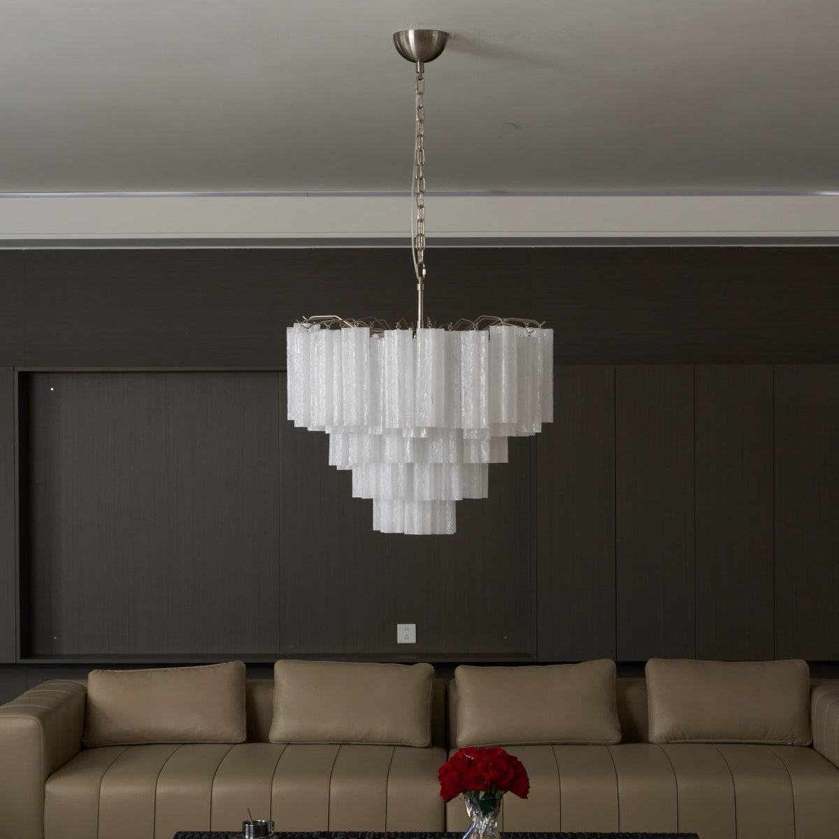 Frosted Murano Glass Cascade Chandelier