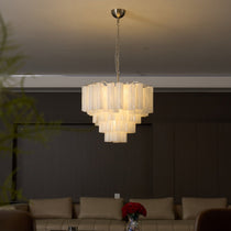 Contemporary Frosted Murano Cascade Chandelier - CasaraHouse