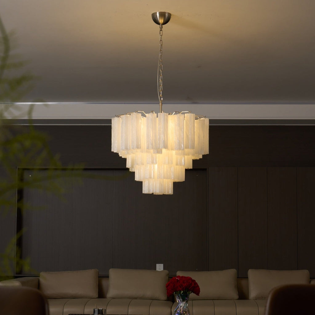 Frosted Murano Glass Cascade Chandelier