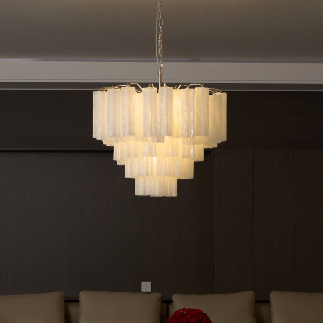 Elegant Frosted Murano Cascade Chandelier