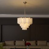 Elegant Frosted Murano Cascade Chandelier