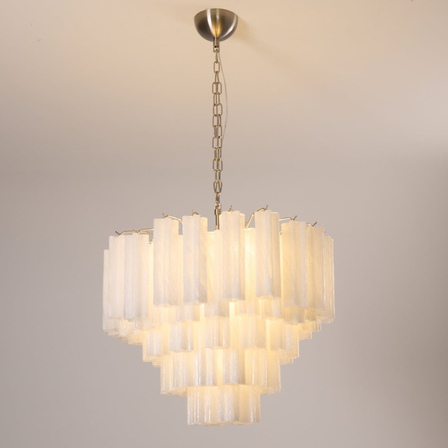 Elegant Frosted Murano Cascade Chandelier