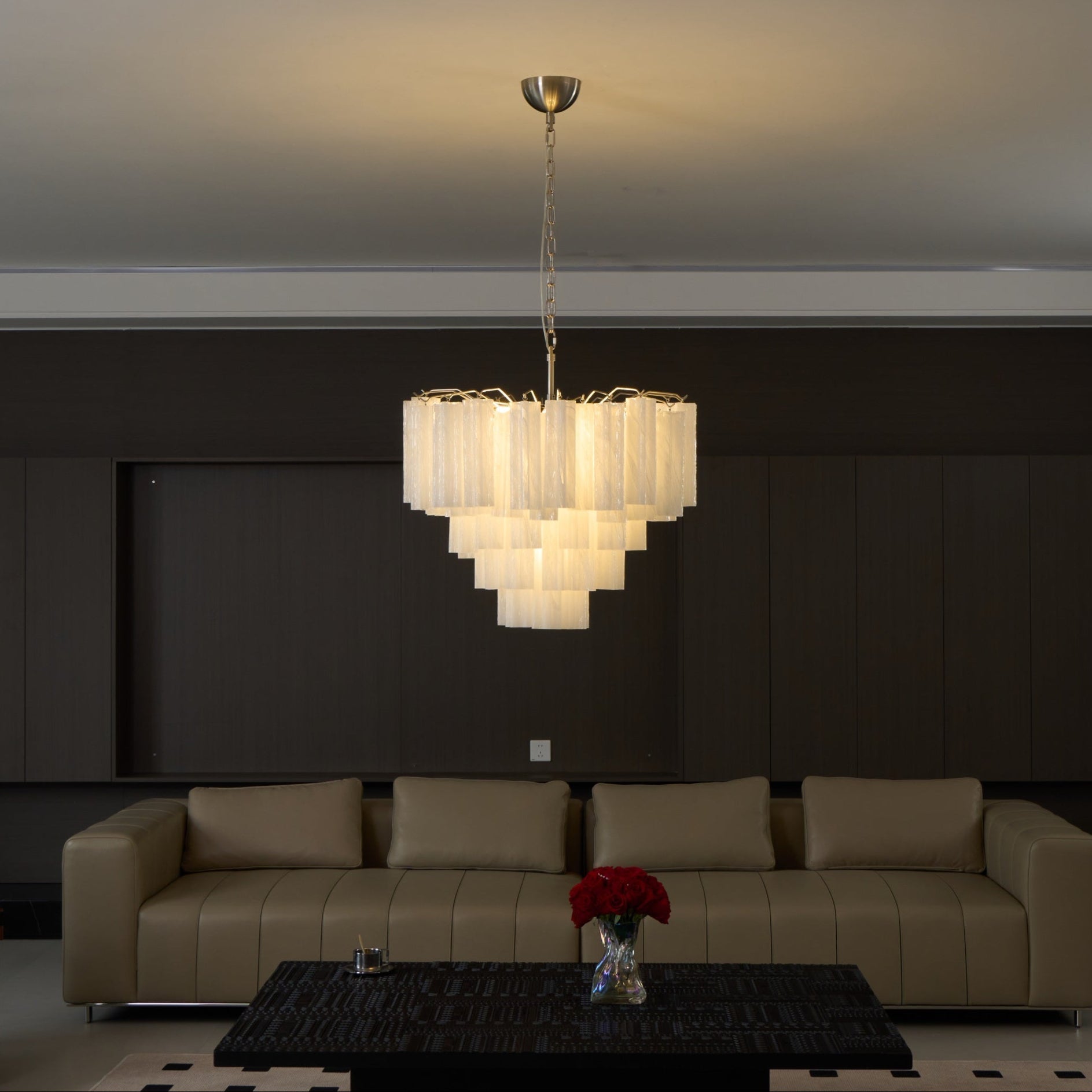 Elegant Frosted Murano Cascade Chandelier