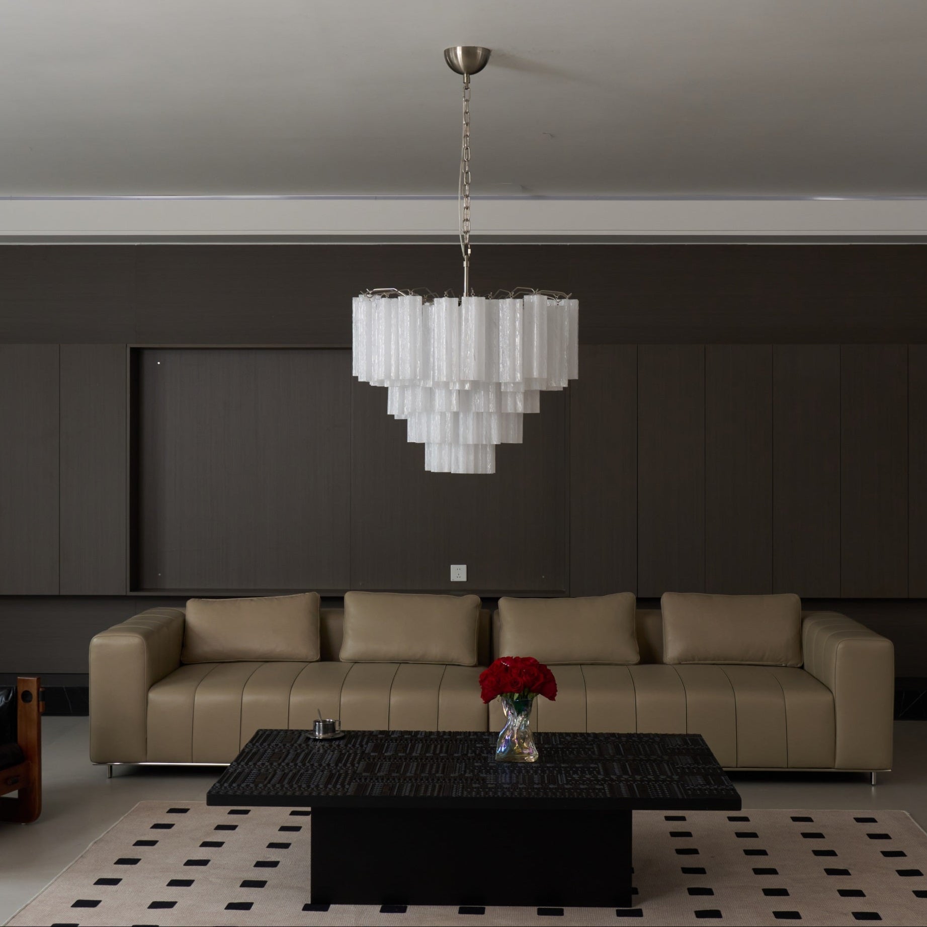 Elegant Frosted Murano Cascade Chandelier